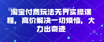 淘宝付费玩法无界实操课程，高价解决一切烦恼，大力出奇迹-亮剑学堂
